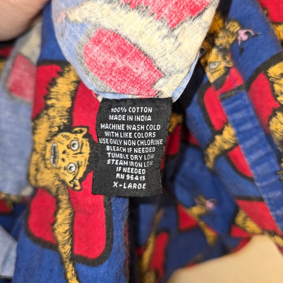 SUPER MASSIVE Mens XLARGE Blue Red Rampage Monkey Graphic SS Button Up Shirt - Picture 6 of 6